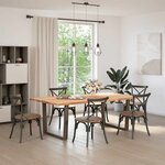 vidaXL Table à manger avec bord naturel 220x120x74cm bois massif chêne