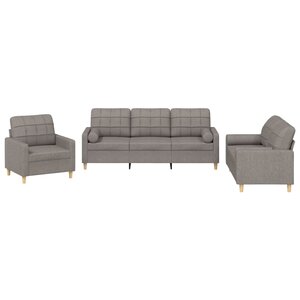 vidaXL Ensemble de canapés 3 Pièces avec coussins taupe tissu