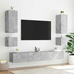 vidaXL Meuble TV mural avec lumières LED gris béton 100x35x31 cm