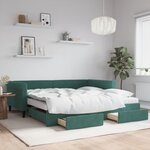 vidaXL Lit de jour et gigogne et tiroirs vert foncé 100x200 cm velours