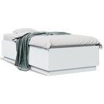 vidaXL Cadre de lit avec LED sans matelas blanc 90x190 cm