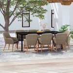 vidaXL Ensemble à manger de jardin avec coussins 9 Pièces marron