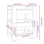 vidaXL Chariot de cuisine Chêne marron 60x45x80 cm Bois d'ingénierie