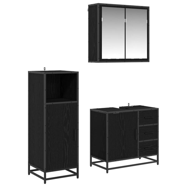 vidaXL Ensemble de mobilier de salle de bain 3 Pièces Chêne noir