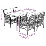 vidaXL Ensemble à manger de jardin et coussins 5 Pièces gris clair rotin