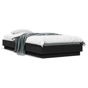 vidaXL Cadre de lit sans matelas noir 100x200 cm bois d'ingénierie