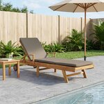 vidaXL Chaise longue avec coussin 100  Polyester Teck Solide