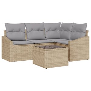 vidaXL Set de Salle à Manger de Jardin de 5 Pièces avec Coussins en Poly Rattan Noir