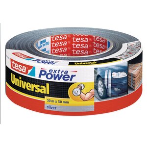 Extra Power Universal ruban adhésif, 48 mm x 50 m, tissu renforcé, argent (rouleau 50 mètres)