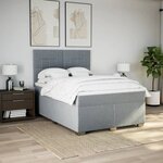 vidaXL Sommier à lattes de lit avec matelas Gris clair 140x200cm Tissu