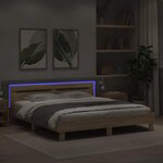 vidaXL Cadre de lit avec LED Sonoma 193 x 203 cm Bois d'ingénierie
