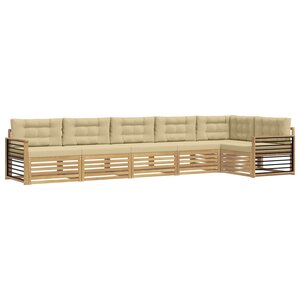 vidaXL Ensemble de canapés d'extérieur 6 pc Blanc et Beige Polyester