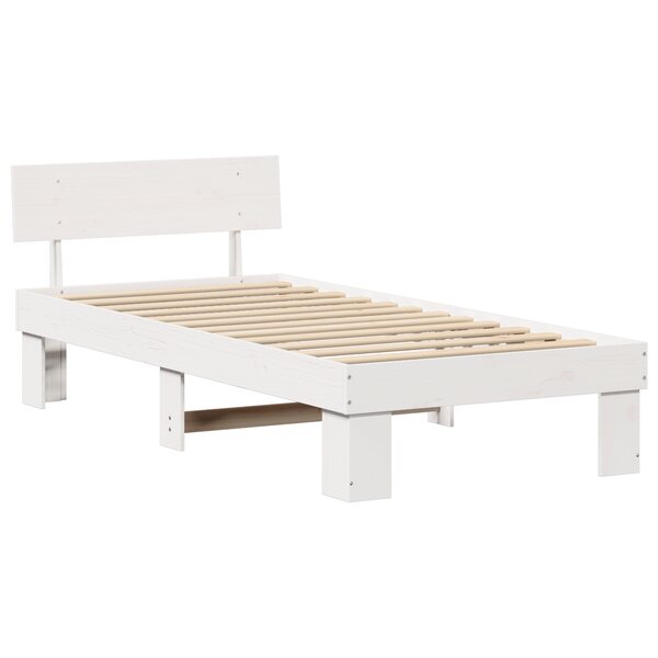 vidaXL Cadre de lit Blanc 75 x 190 cm Bois massif en pin