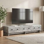 vidaXL Meuble TV 147 x 34 5 x 30 cm Gris béton Bois d'ingénierie