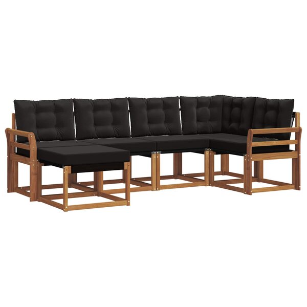 vidaXL Ensemble de canapés d'extérieur 6 pc Naturel et Noir