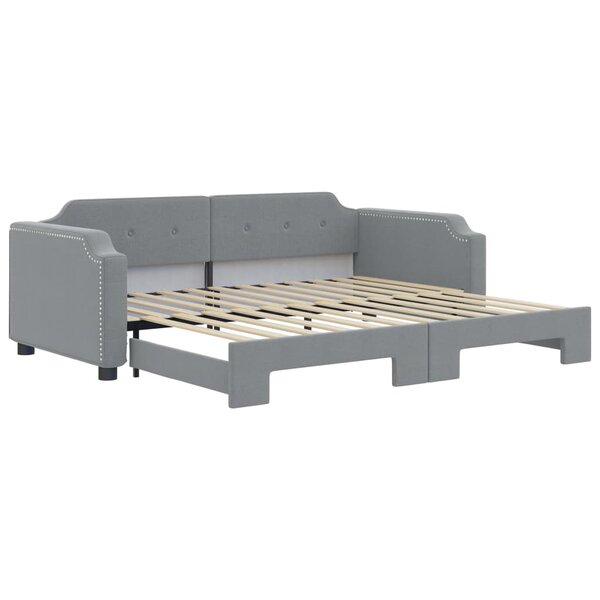 vidaXL Lit de jour avec lit gigogne gris clair 100x200 cm tissu