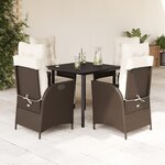 vidaXL Ensemble à manger de jardin 5 Pièces et coussins marron poly rotin