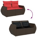 vidaXL Salon de jardin avec coussins 6Pièces marron résine tressée acacia