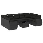 vidaXL Salon de jardin 10 Pièces avec coussins noir résine tressée