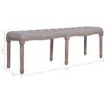 vidaXL Banc tissu bois massif 150x39 8x48 cm blanc crème