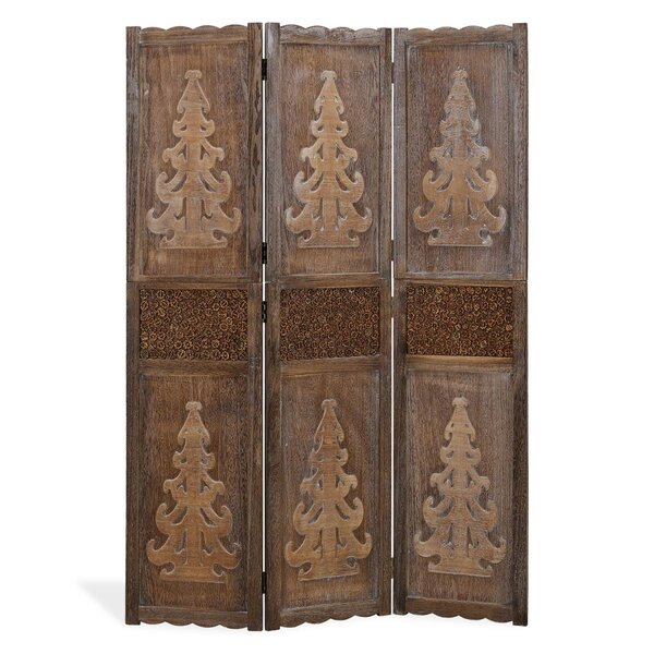 Paravent 3 pans bois marron