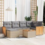vidaXL Salon de jardin avec coussins 7 Pièces beige résine tressée