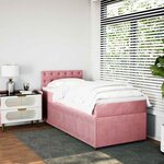 vidaXL Sommier à lattes de lit avec matelas Rose 100x200 cm Velours