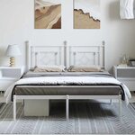 vidaXL Cadre de lit métal sans matelas et tête de lit blanc 193x203 cm