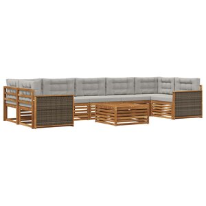 vidaXL Ensemble de canapés d'extérieur 8 Pièces Naturel et gris clair