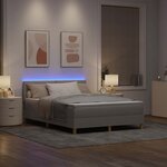 vidaXL Lit à ressort LED avec matelas Taupe 140 x 200 cm tissu