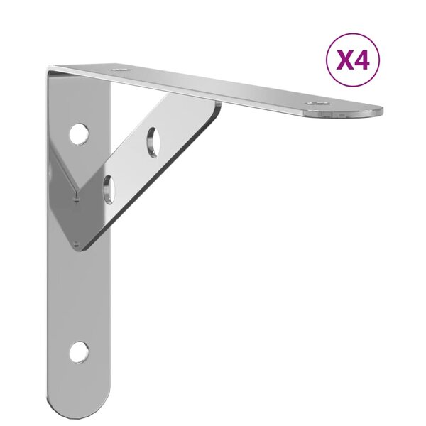 vidaXL Supports d'étagères 4 Pièces 20x2 5x14 cm argenté acier inoxydable