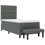 vidaXL Lit à ressort avec matelas et banc gris foncé 100 x 200 cm tissu