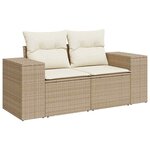 vidaXL Ensemble de canapé de jardin avec coussin 9 Pièces Beige polyrotin
