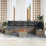 vidaXL Ensemble de canapé de jardin avec coussin 8 Pièces Gris Poly rotin