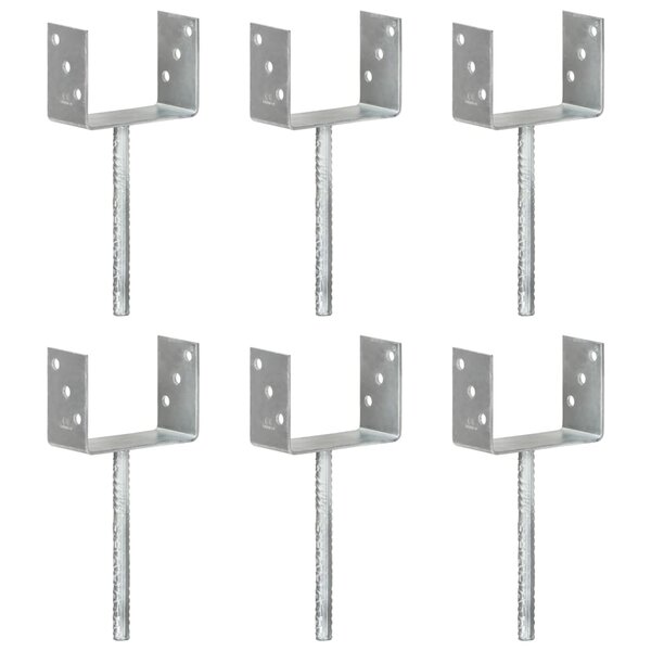 vidaXL Piquets de clôture 6 Pièces Argenté 14x6x30 cm Acier galvanisé