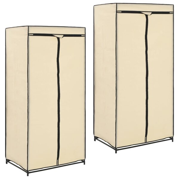vidaXL 2 Pièces Garde-robes Crème 75x50x160 cm
