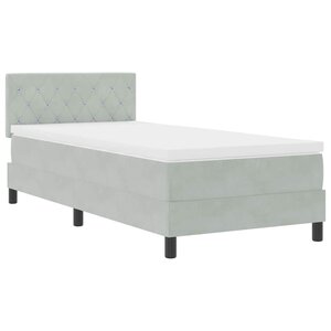 vidaXL Lit à ressorts avec matelas Gris clair 90 x 200 cm Velours