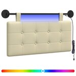 vidaXL Tête de lit suspendue Avec lumière LED Crème Simili cuir