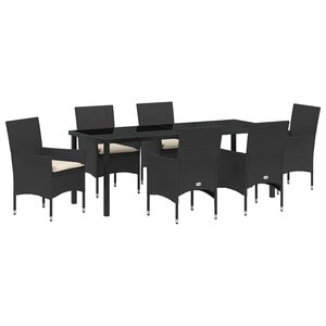 vidaXL Ensemble de salle à manger pour jardin 7 Pièces Noir polyrotin
