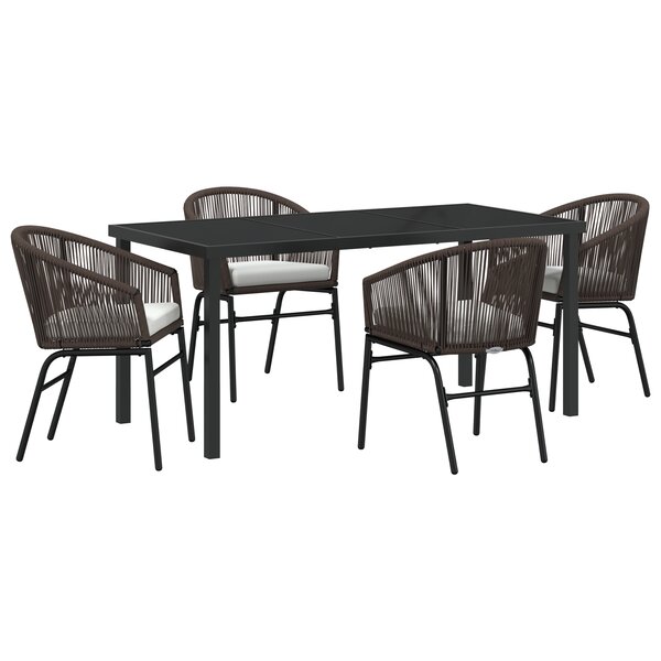 vidaXL Set de salle à manger de jardin 5 pièces Marron Rotin Poly