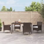 vidaXL Ensemble à manger de jardin 5 Pièces et coussins marron poly rotin
