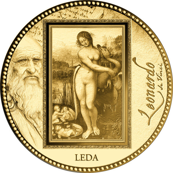 Monnaie LEDA Da Vinci 1/200 Oz Or 5000 Francs Gabon