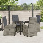 vidaXL Ensemble de Salle à Manger de Jardin 5 Pièces avec Coussins Gris Rattan Poly