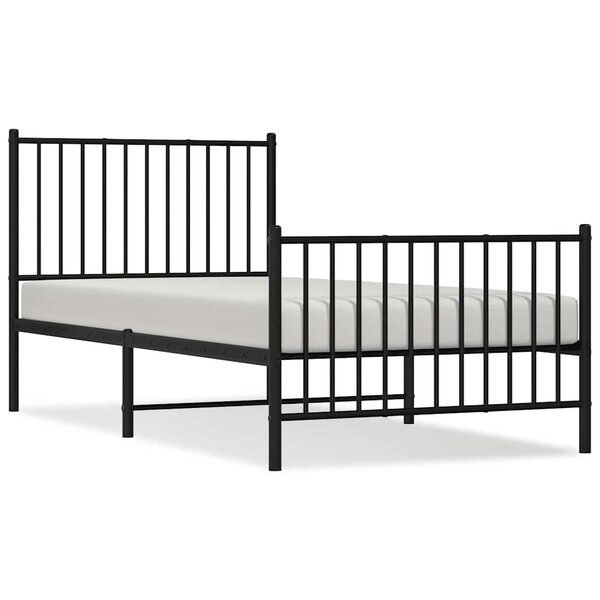 vidaXL Cadre de lit métal sans matelas avec pied de lit noir 90x190 cm
