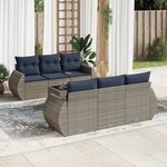 vidaXL Salon de jardin 7 Pièces avec coussins gris résine tressée