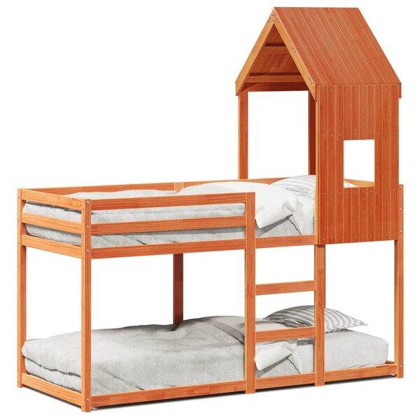 vidaXL Lit superposé sans matelas cire marron 80x200 cm pin massif
