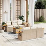 vidaXL Salon de jardin avec coussins 7 Pièces beige résine tressée