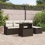 vidaXL Ensemble de canapé de jardin 6 Pièces Marron Poly rotin