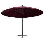 vidaXL Parasol suspendu avec poteau bordeaux 3 m