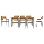 vidaXL Ensemble de salle à manger de jardin 9 pièces en bois solidité d’acacia et métal